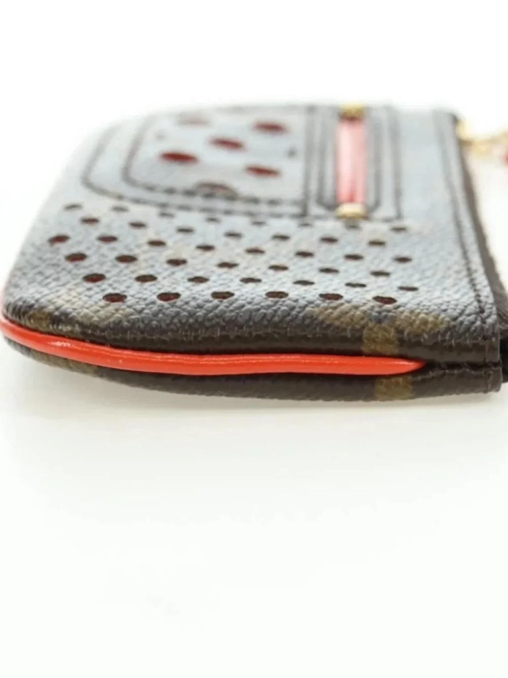 LOUIS VUITTON Monogram Perfo Pochette Cles Coin Purse Orange M95222 Auth 180394M